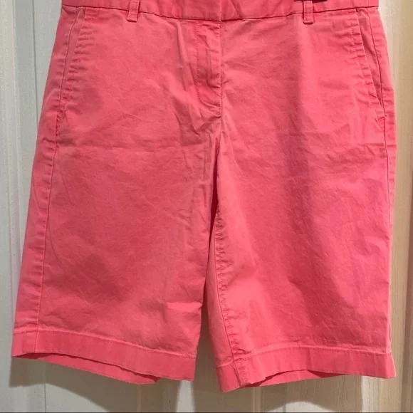 J. Crew bright Pink Bermuda Long Shorts size XS size 2 summer cotton EUC - Picture 4 of 5